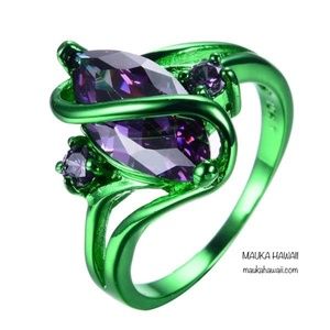 Green Anodized Purple Marquise Cut Lab Gem Arched Ring Size 6  8 9 10 11 12 New!